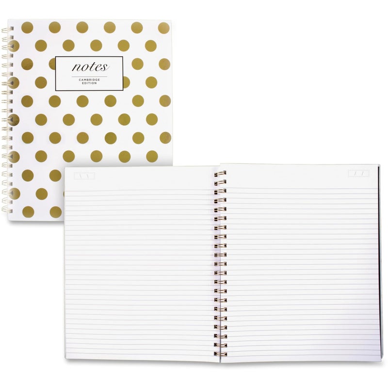 Cambridge Gold Dots Hardcover Notebook, 1-Subject, Wide/Legal Rule, White/Gold Cover, (80) 11 x 8.88 Sheets - Image 1